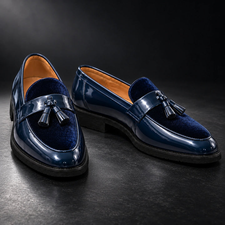Thurlow Velvet Tassel Loafers - Blue