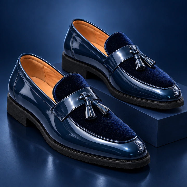 Thurlow Velvet Tassel Loafers - Blue