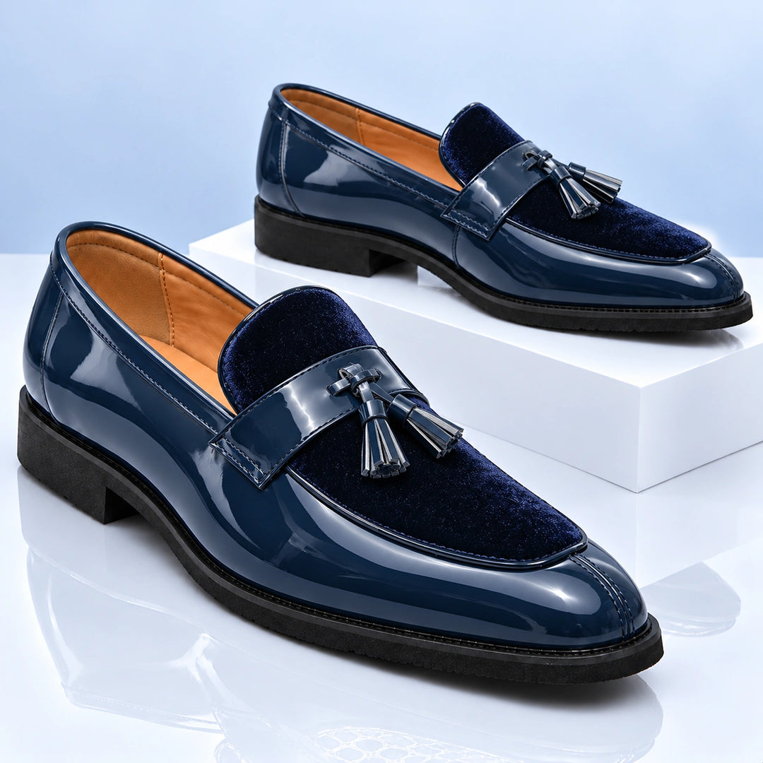 Thurlow Velvet Tassel Loafers - Blue