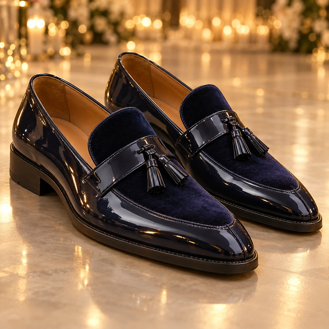 Thurlow Velvet Tassel Loafers - Blue