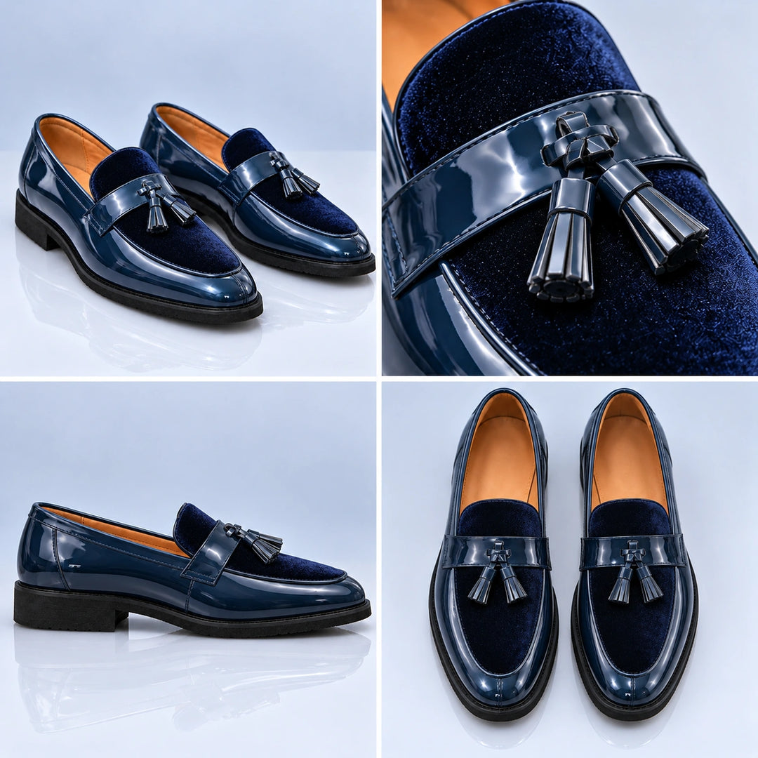 Thurlow Velvet Tassel Loafers - Blue