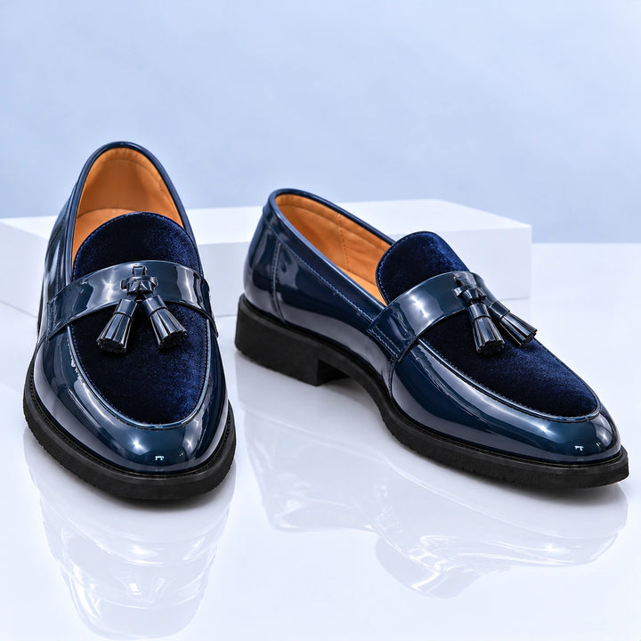 Thurlow Velvet Tassel Loafers - Blue