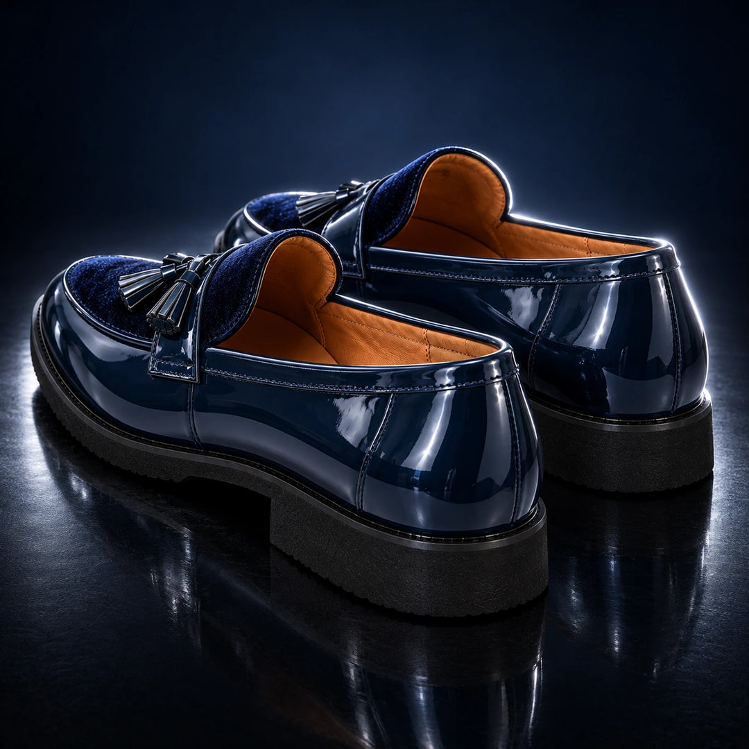 Thurlow Velvet Tassel Loafers - Blue