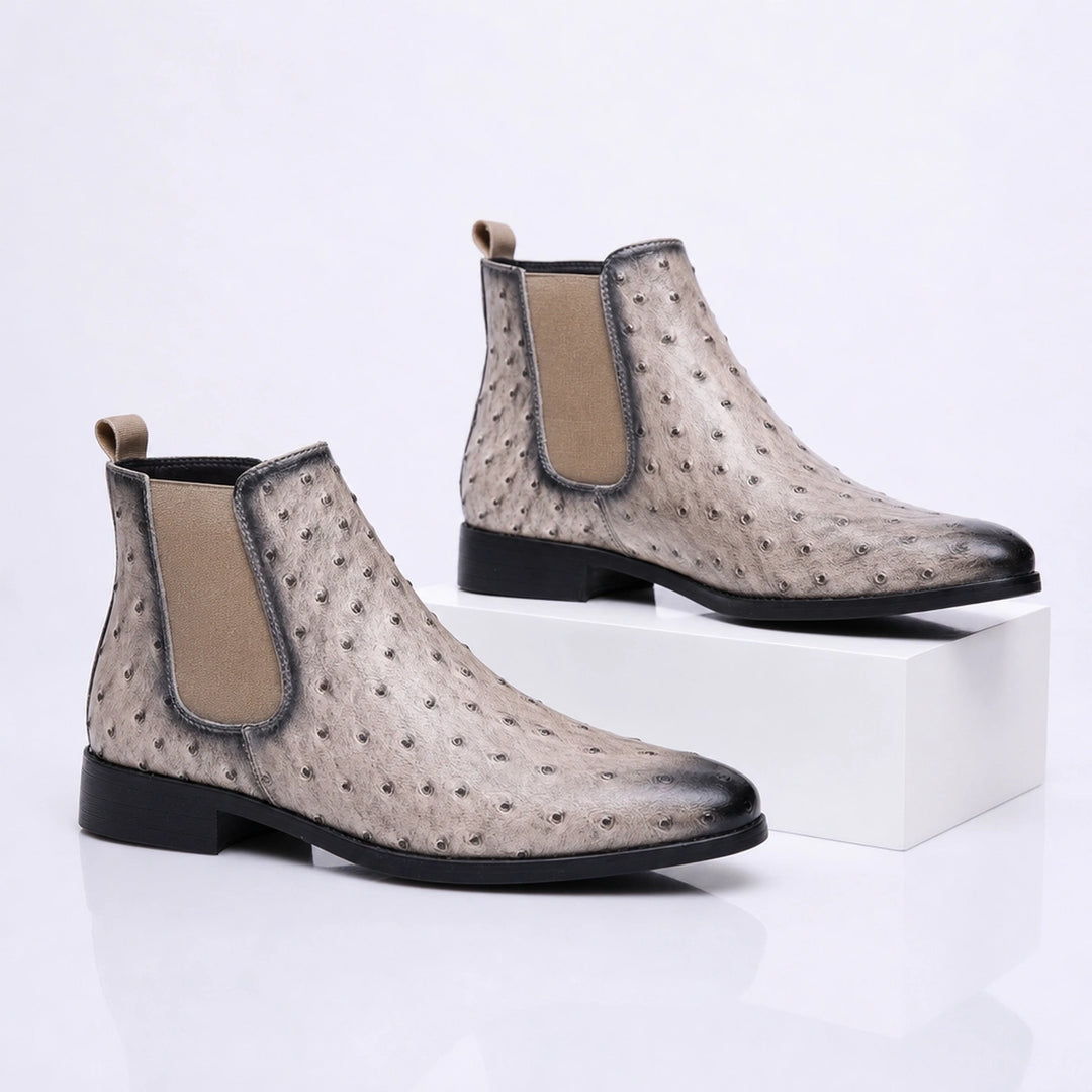 Sinclair Ostrich Embossed Chelsea Boots