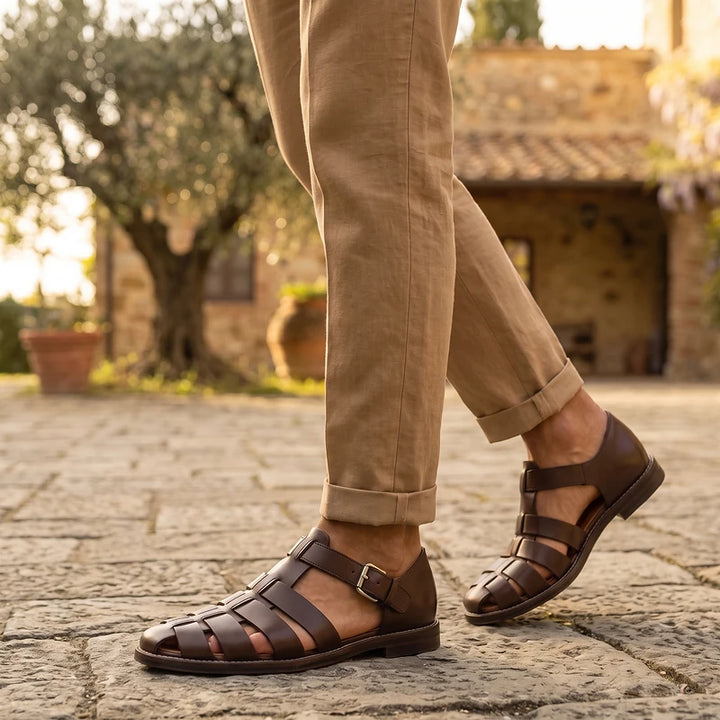 Alistair Men's Woven Leather Fisherman Sandals