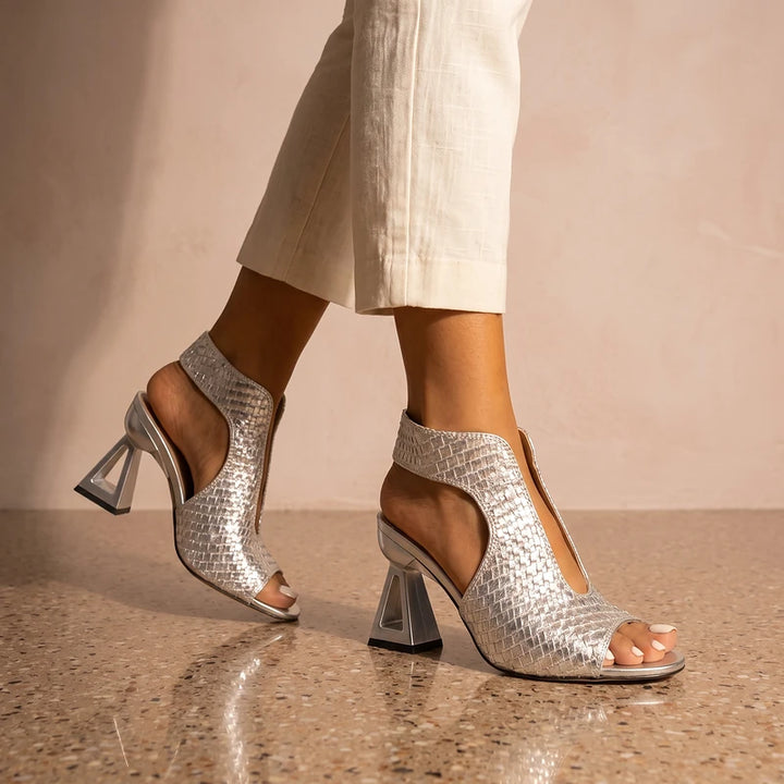 Giselle Women's Woven Slingback Sandals - White