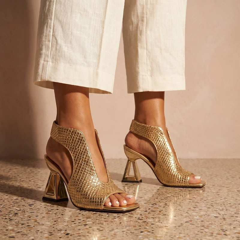 Giselle Women's Woven Slingback Sandals - Gold