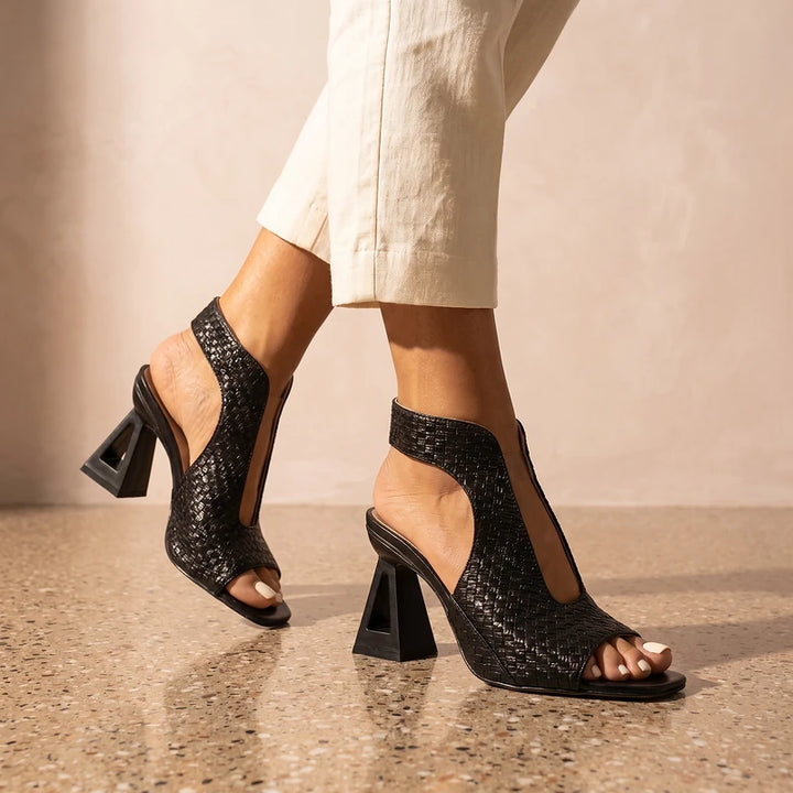Giselle Women's Woven Slingback Sandals - Black