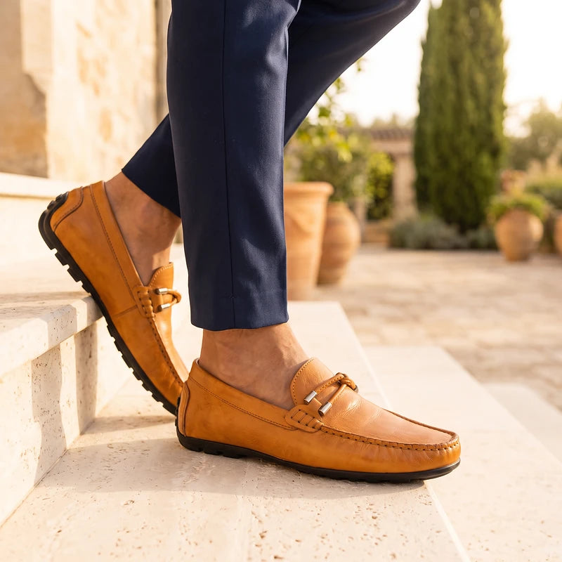 Duncan Men's Lightweight Leather Loafers - Tan