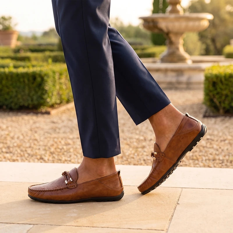 Duncan Men's Lightweight Leather Loafers - Brown