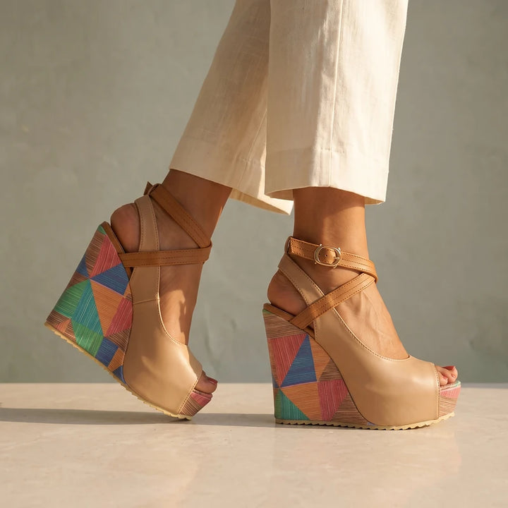 Fleur Women's Arch Support Wedge Sandals - Brown