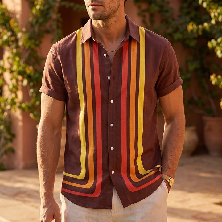 Winslow Men's Striped Short Sleeve Shirt - Brown
