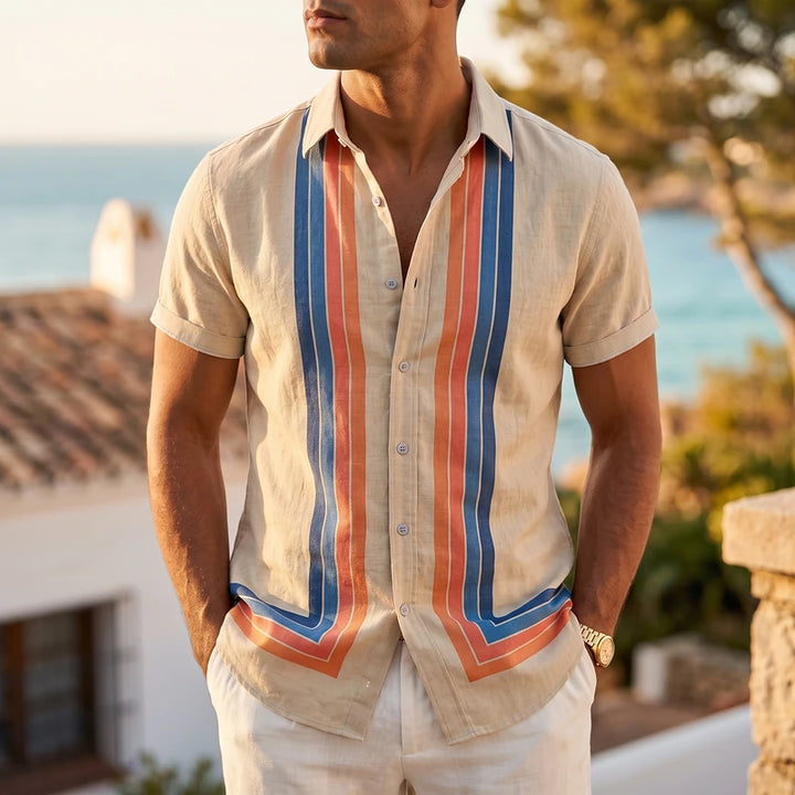 Winslow Men's Striped Short Sleeve Shirt - Khaki