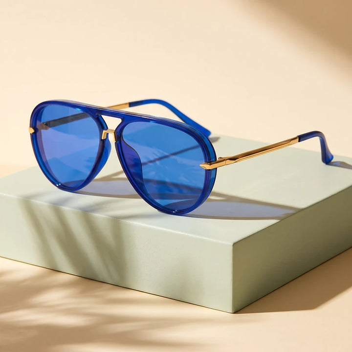 Yvette Women's Double Bridge Aviator Sunglasses - Blue