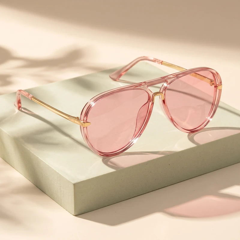 Yvette Women's Double Bridge Aviator Sunglasses - Pink