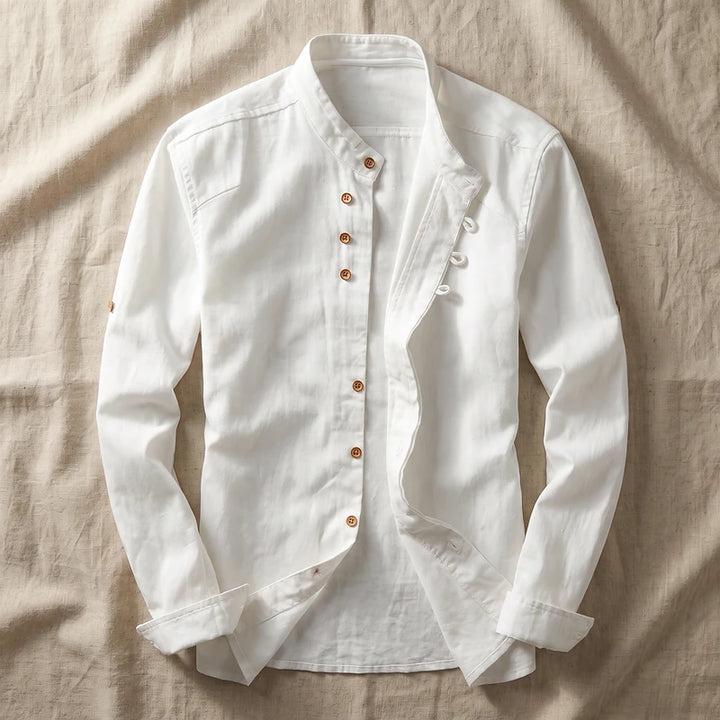 Denholm Men's Relaxed Linen Cotton Shirt - White