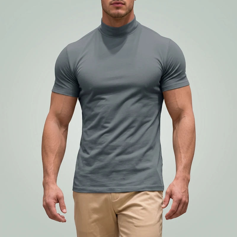 Osmond Men's Slim Mock Neck Tee - Gray