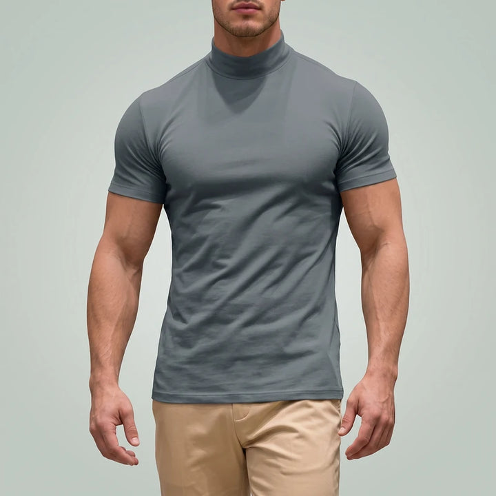 Osmond Men's Slim Mock Neck Tee - Gray