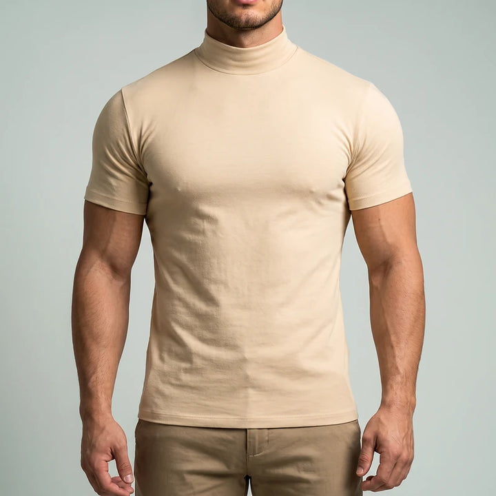 Osmond Men's Slim Mock Neck Tee - Beige