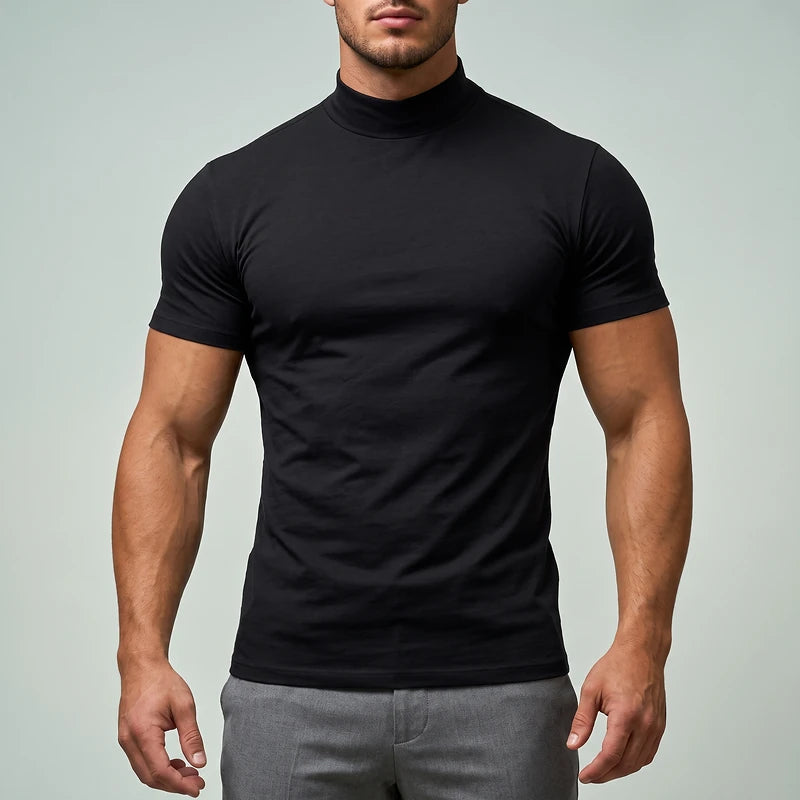 Osmond Men's Slim Mock Neck Tee - Black