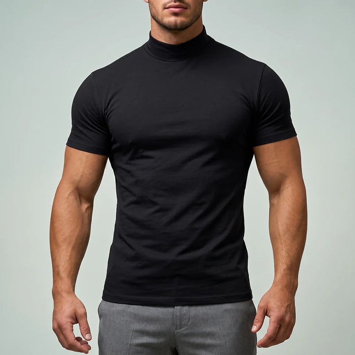 Osmond Men's Slim Mock Neck Tee - Black