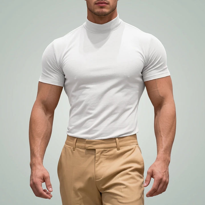 Osmond Men's Slim Mock Neck Tee - White