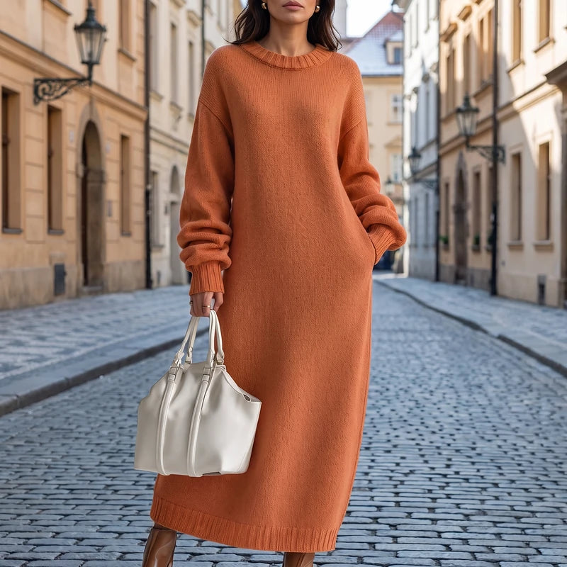 Astrid Women's Oversized Sweater Dress - Orange