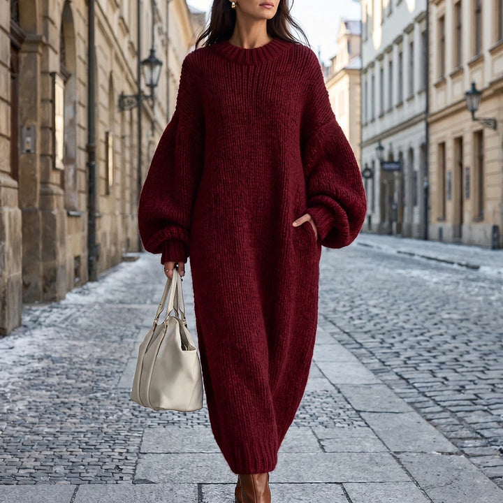 Astrid Women's Oversized Sweater Dress - Wine Red