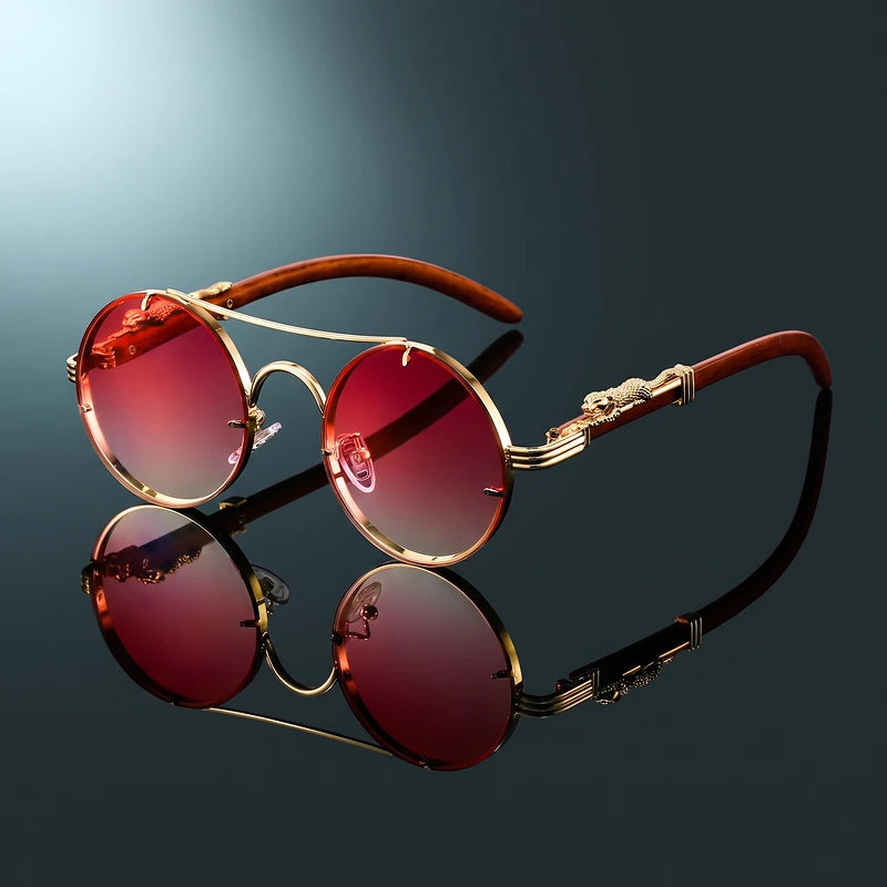 Quentin Men's Polarized Round Sunglasses - Red