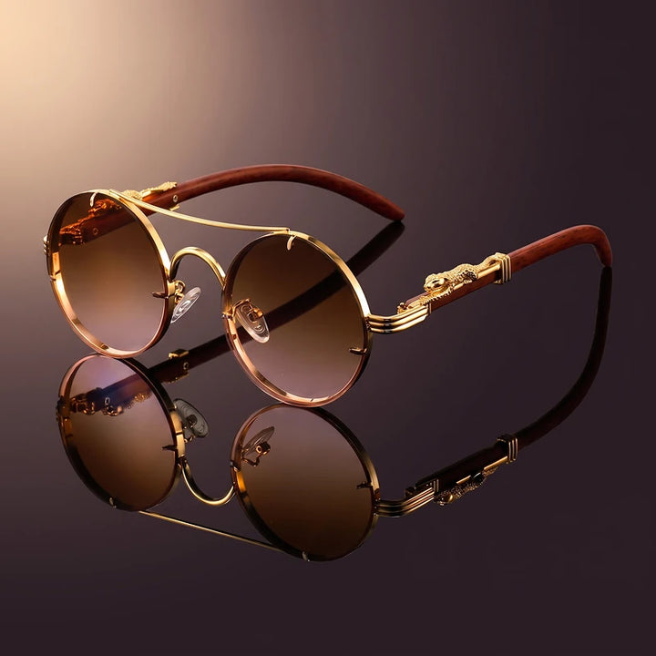 Quentin Men's Polarized Round Sunglasses - Brown