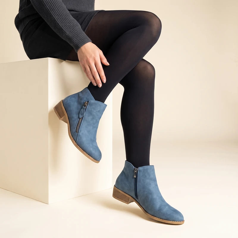 Blanche Women's Block Heel Ankle Boots - Blue
