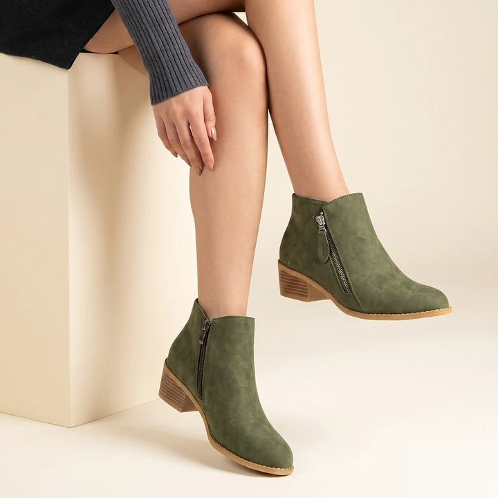 Blanche Women's Block Heel Ankle Boots - Green
