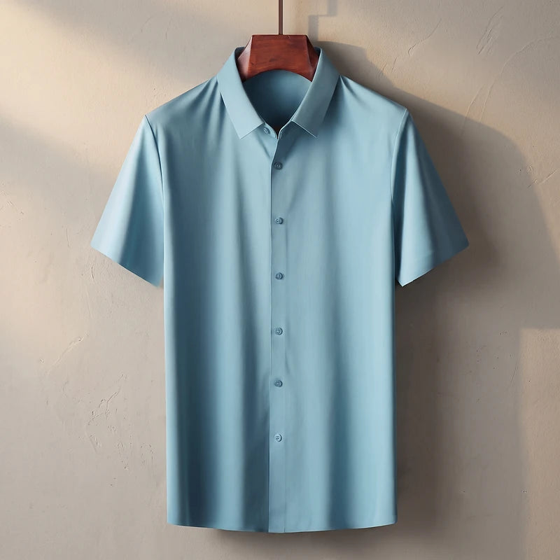 Balfour Men's Silk Relaxed Fit Shirt - Sky