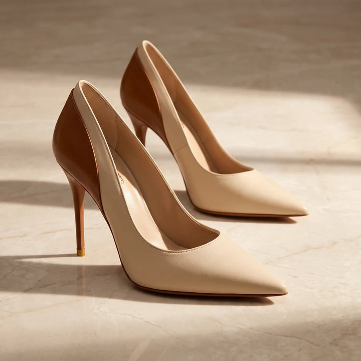 Philippa Women's Two Tone Pointed Pumps - Beige