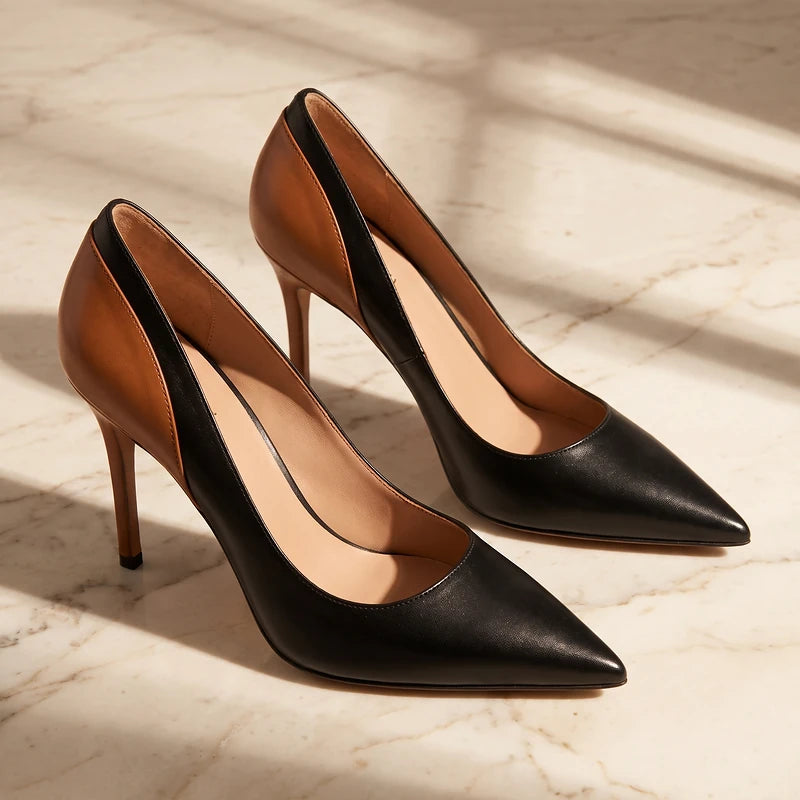 Philippa Women's Two Tone Pointed Pumps - Black
