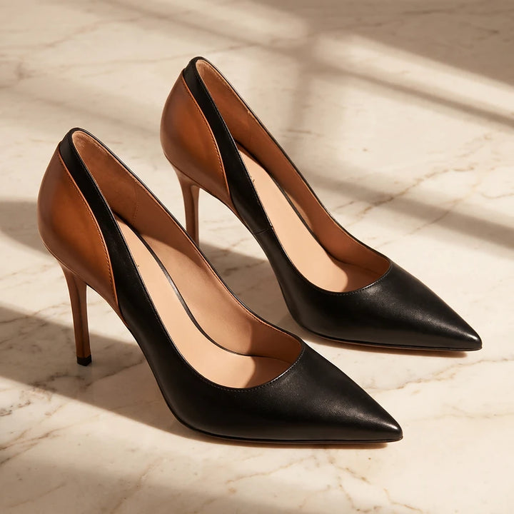 Philippa Women's Two Tone Pointed Pumps - Black