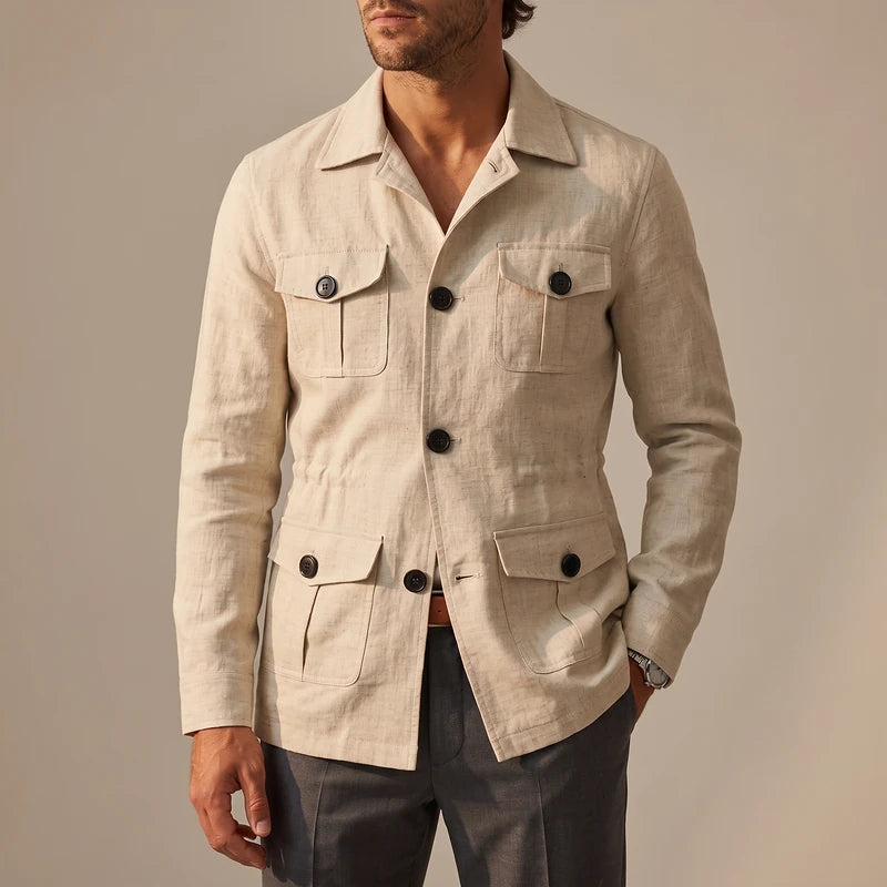 Fairfax Men's Linen Safari Jacket - White