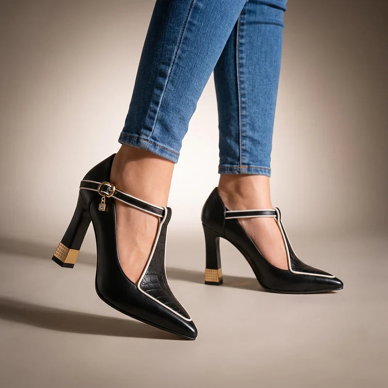 Lavinia Women's Studded Vegan Leather Heels - Black