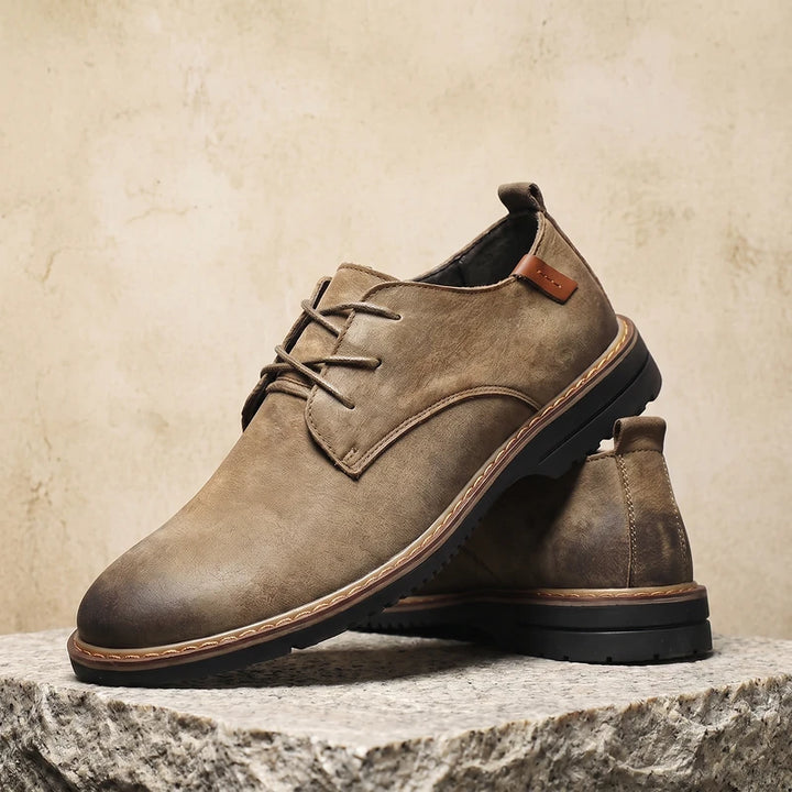Cornelius Men's Leather Oxford Shoes - Khaki