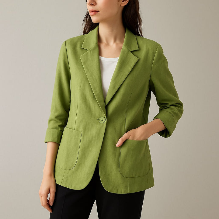 Livia Linen Blazer - Redwood Main