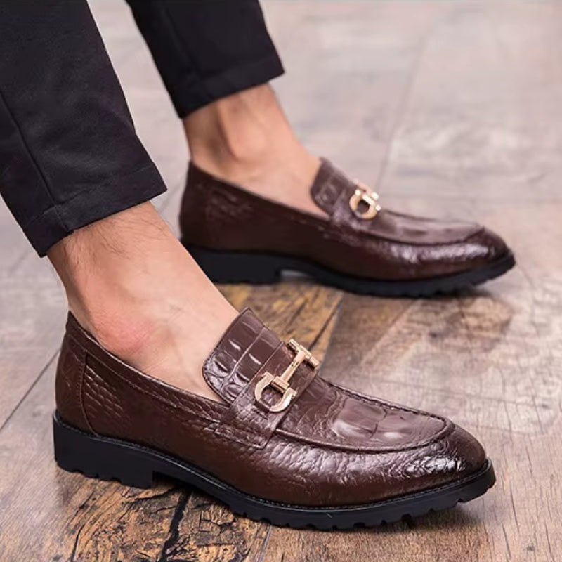 Croc Leather Loafers - Redwood Main