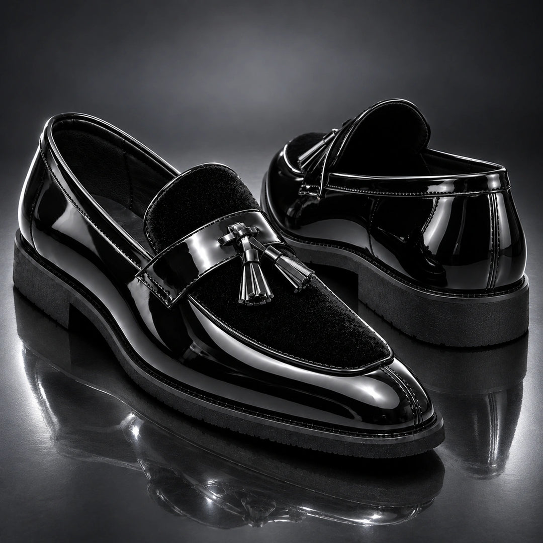 Thurlow Velvet Tassel Loafers - Black