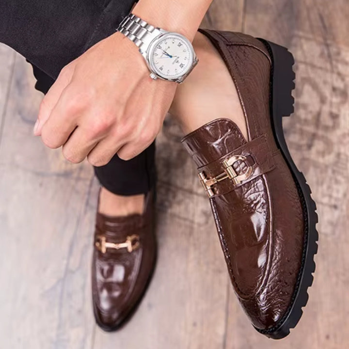 Croc Leather Loafers - Redwood Main