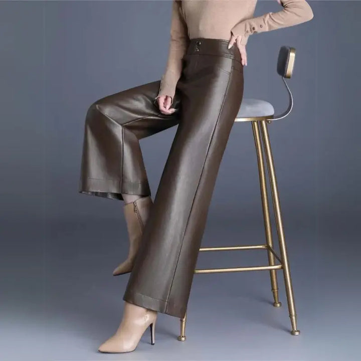 Vetra Vegan Leather Pants - Redwood Main