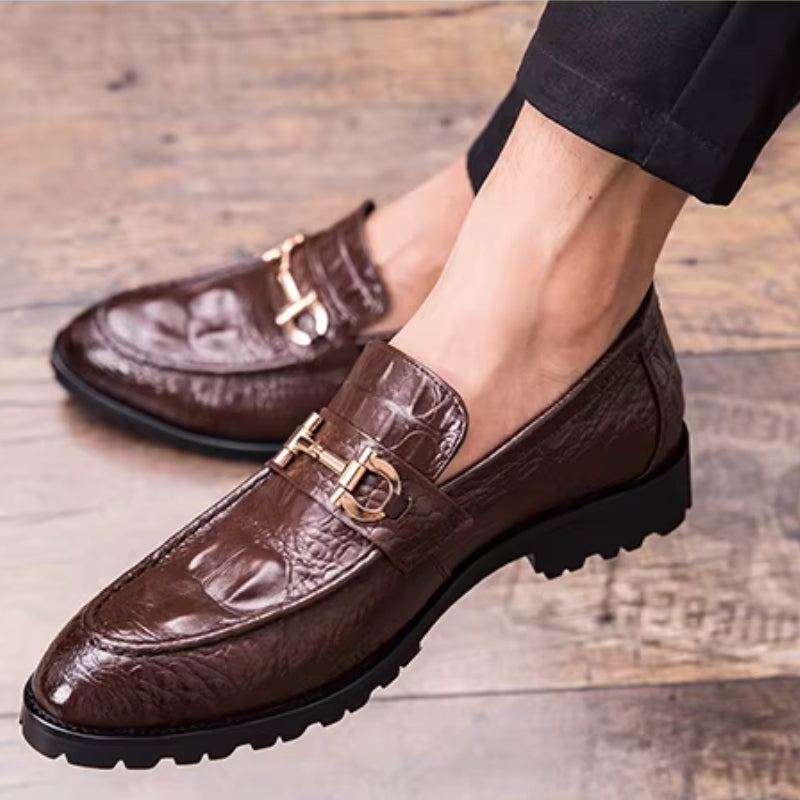 Croc Leather Loafers - Redwood Main