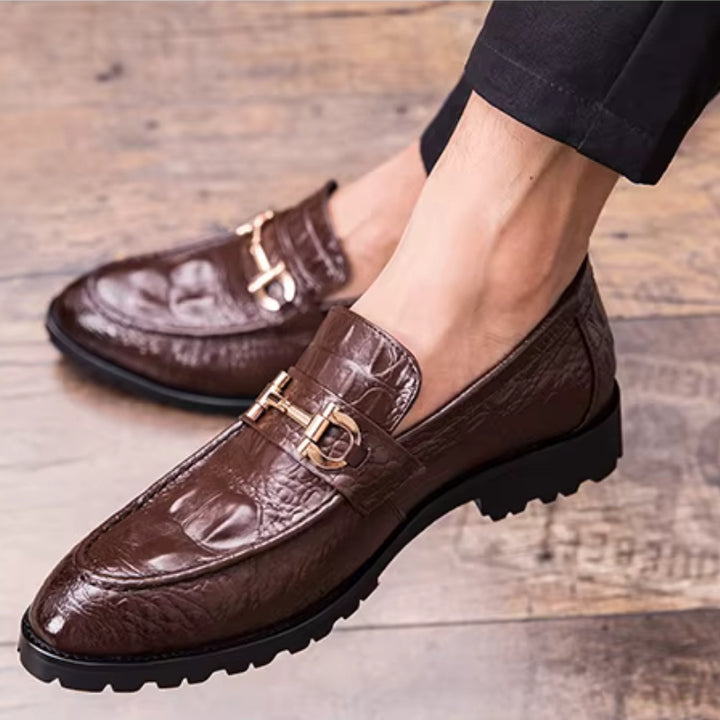 Croc Leather Loafers - Redwood Main