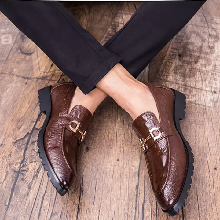 Croc Leather Loafers - Redwood Main