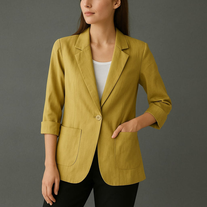 Livia Linen Blazer - Redwood Main