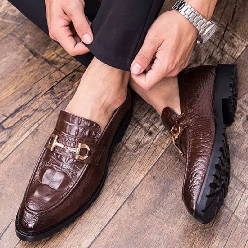 Croc Leather Loafers - Redwood Main