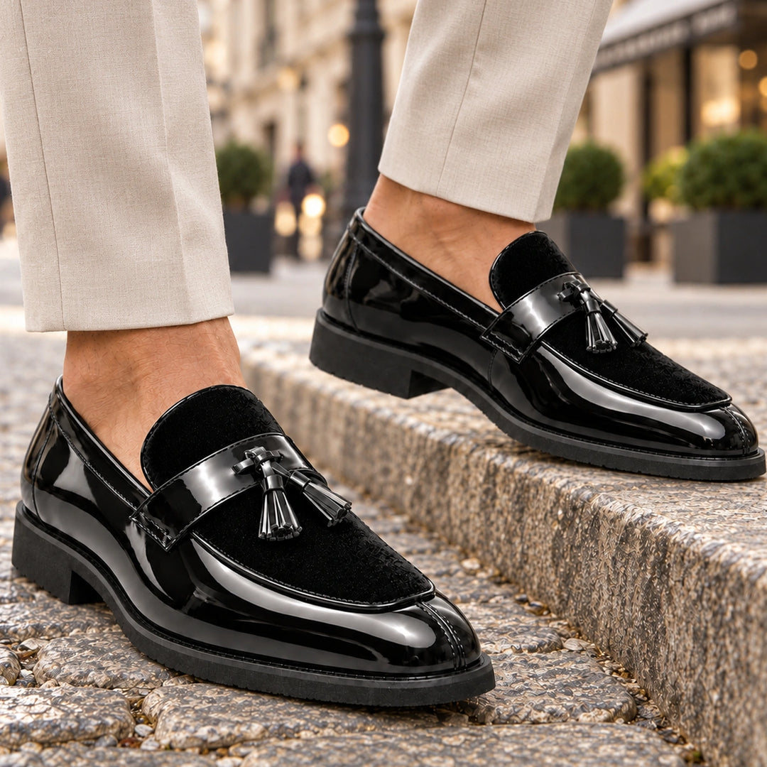 Thurlow Velvet Tassel Loafers - Black